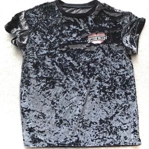 Gray short-sleeve t-shirt tee crushed velvet